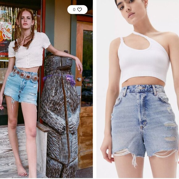 Urban Outfitters BDG Surf High-Waisted Denim Short - Light Wash -Size 26 - Picture 1 of 10